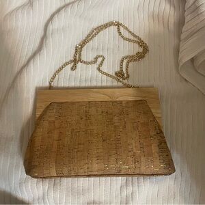 Chic cork clutch with removable gold strap